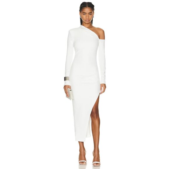 ella white off shoulder formal dress Ella Cream Crepe Formal Maxi Dress - US 2